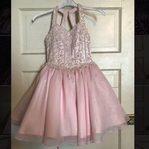 NWOT Adorable Pink Dress With Silver & Gold Sz6